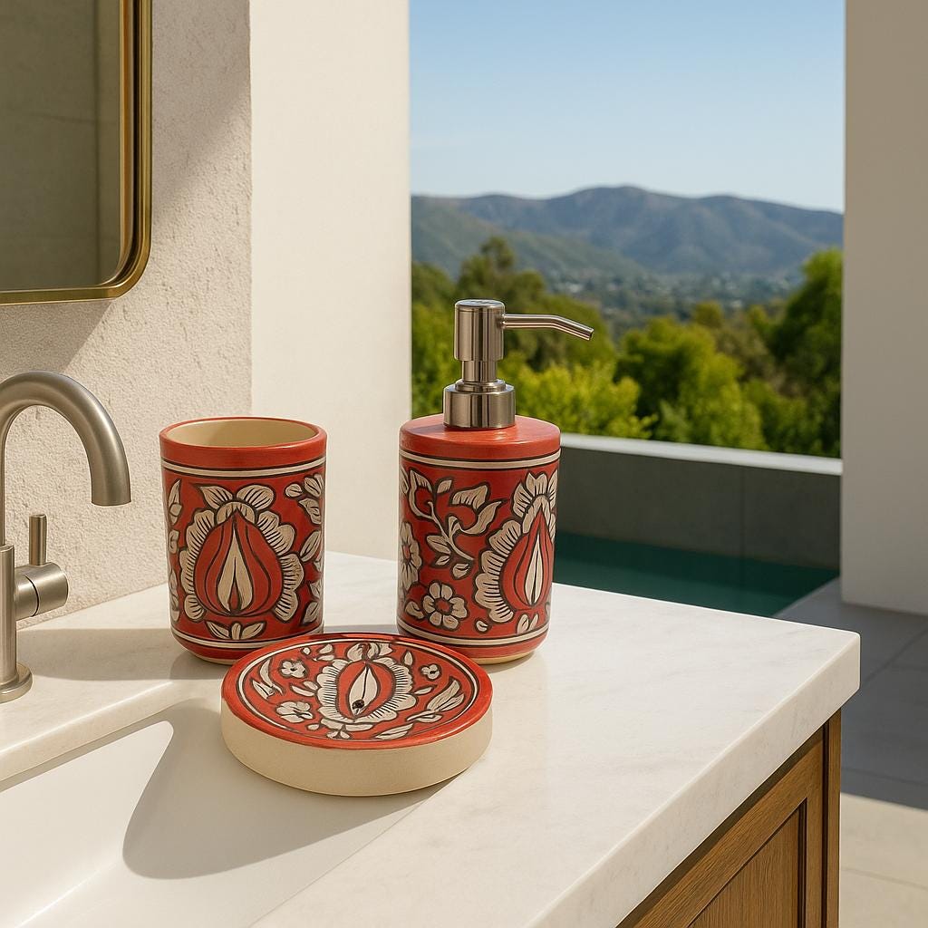 Boho Floral Bathroom Set