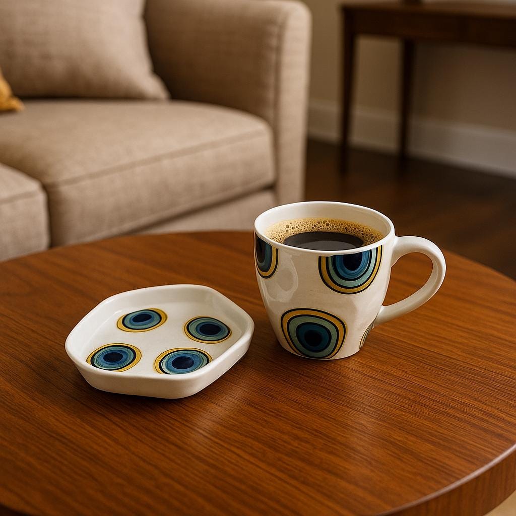 Mid-Century Ceramic Mug Set
