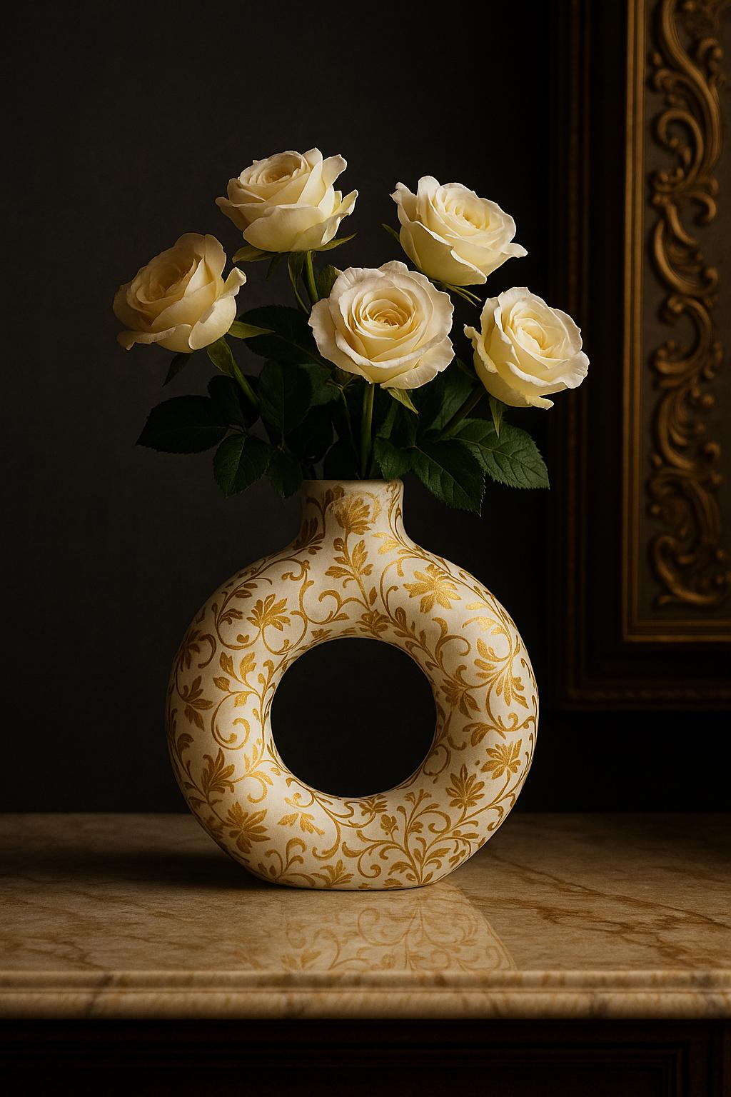 Opulent White & Gold Vase