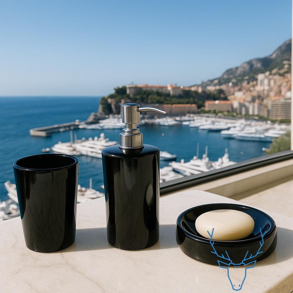 Elegant Black & Gold Bath Set