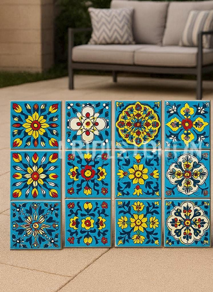Turquoise Floral Wall Tiles