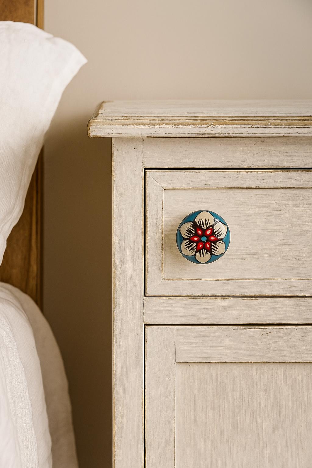 Hand-Painted Ceramic Cabinet Knobs - Bohemian Furniture Hardware (25 PC)