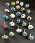 Hand-Painted Ceramic Cabinet Knobs - Bohemian Furniture Hardware (25 PC)