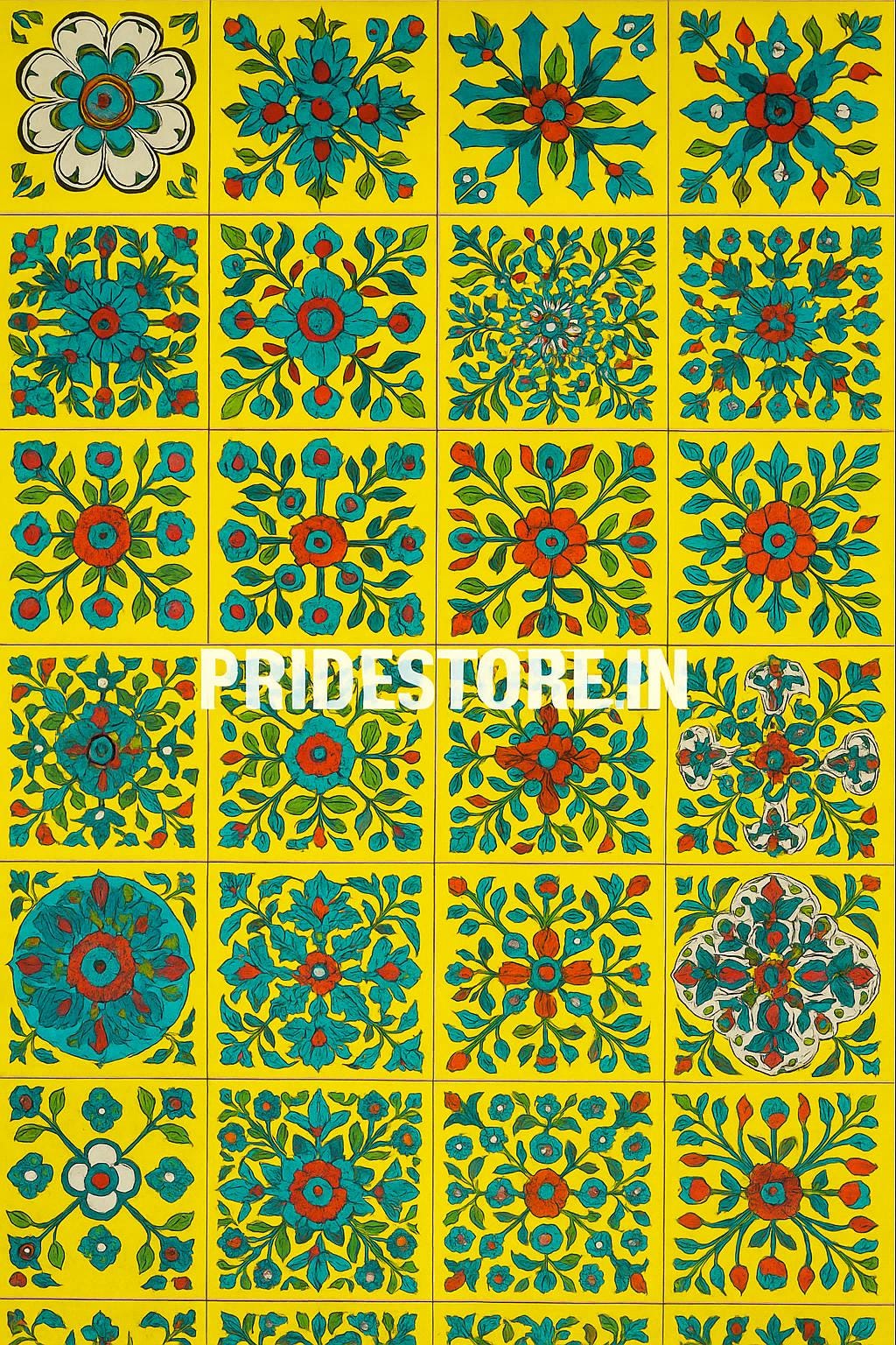 Hand-Painted Talavera Tiles   Yellow Floral Ceramic Wall Decor | Outdoor Patio & Kitchen Backsplash