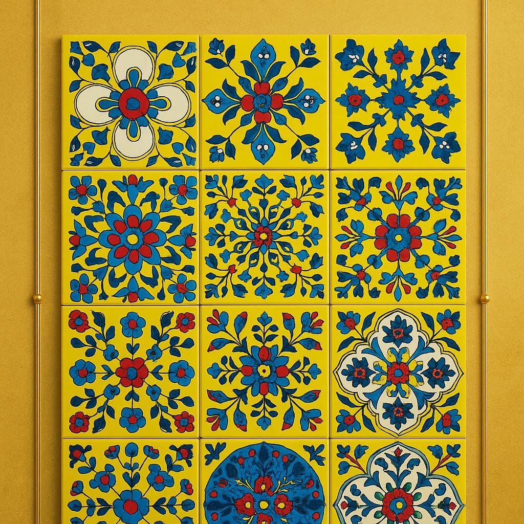 Hand-Painted Talavera Tiles   Yellow Floral Ceramic Wall Decor | Outdoor Patio & Kitchen Backsplash