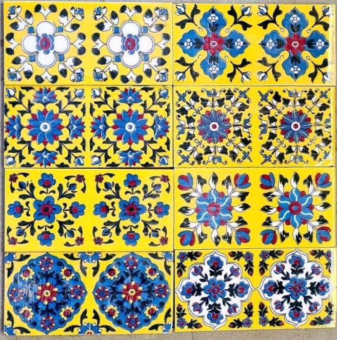 Hand-Painted Talavera Tiles   Yellow Floral Ceramic Wall Decor | Outdoor Patio & Kitchen Backsplash