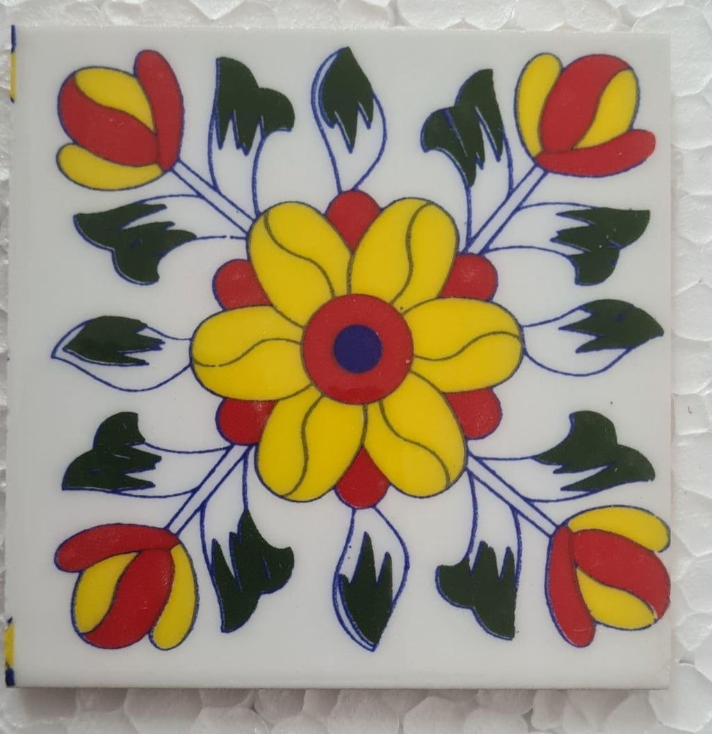 Assorted  Talavera Ceramic Tiles - 4x4 Inch Hand Painted Floral Wall Decor