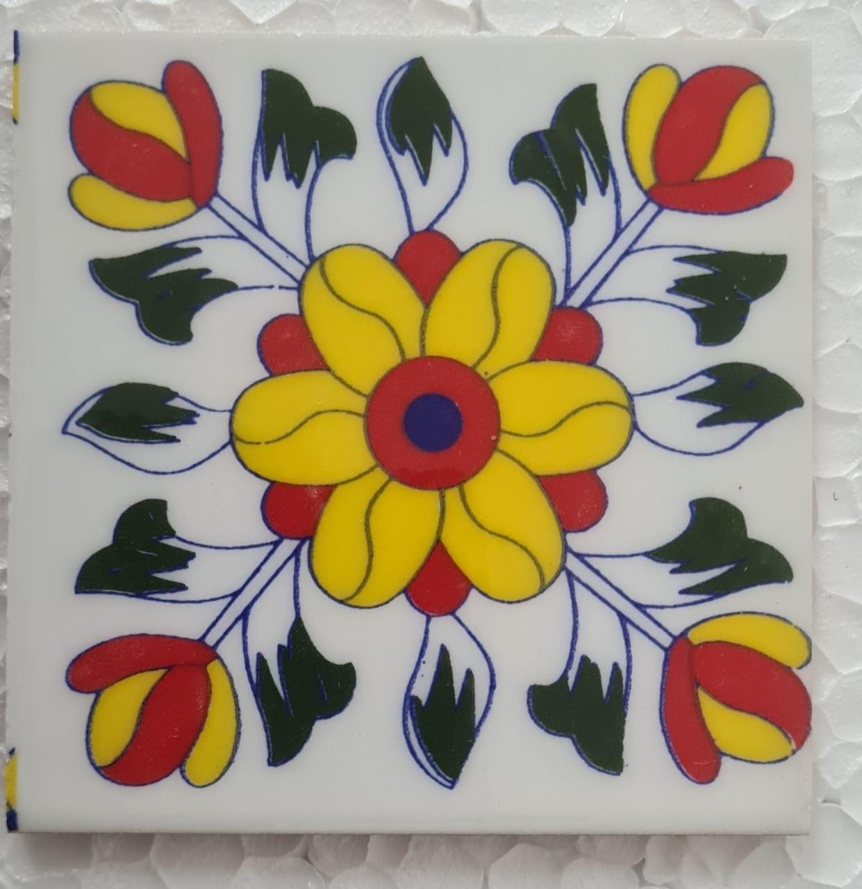 Assorted  Talavera Ceramic Tiles - 4x4 Inch Hand Painted Floral Wall Decor