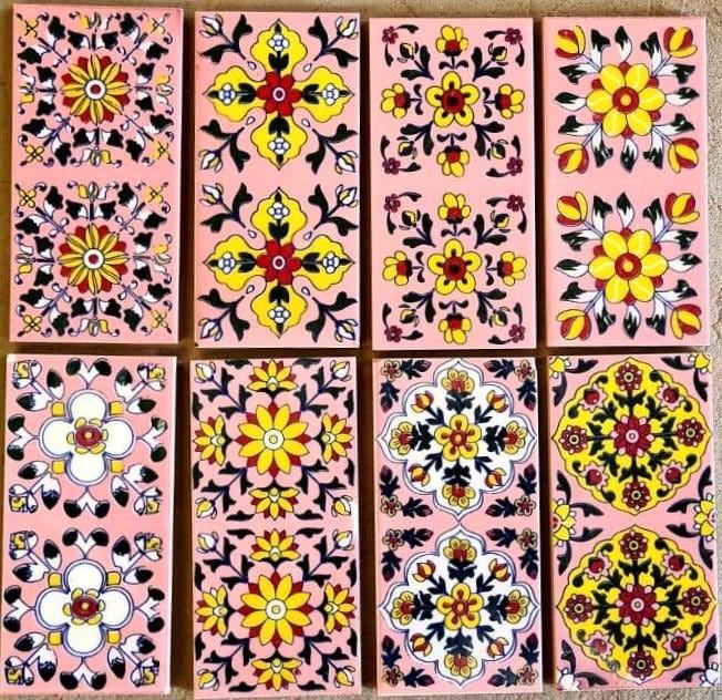 Pink Floral Ceramic Tiles 4x4