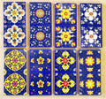 Handmade  Ceramic Tiles - 4x4 Inch Hand Painted Navy blue Floral Wall Decor