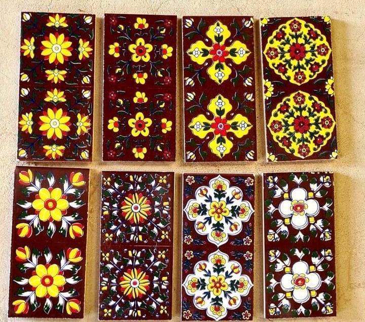 Handmade Maroon Floral Tiles