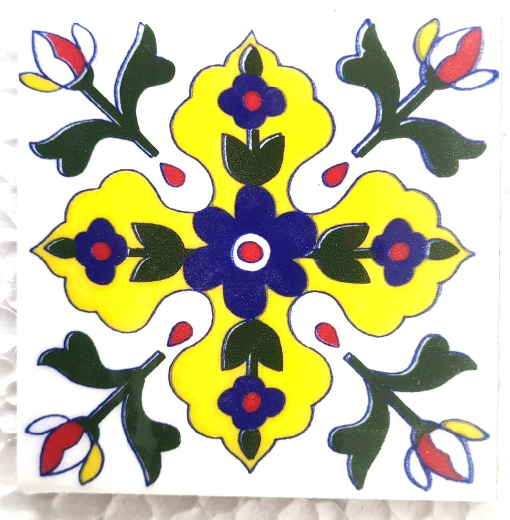 Assorted  Talavera Ceramic Tiles - 4x4 Inch Hand Painted Floral Wall Decor