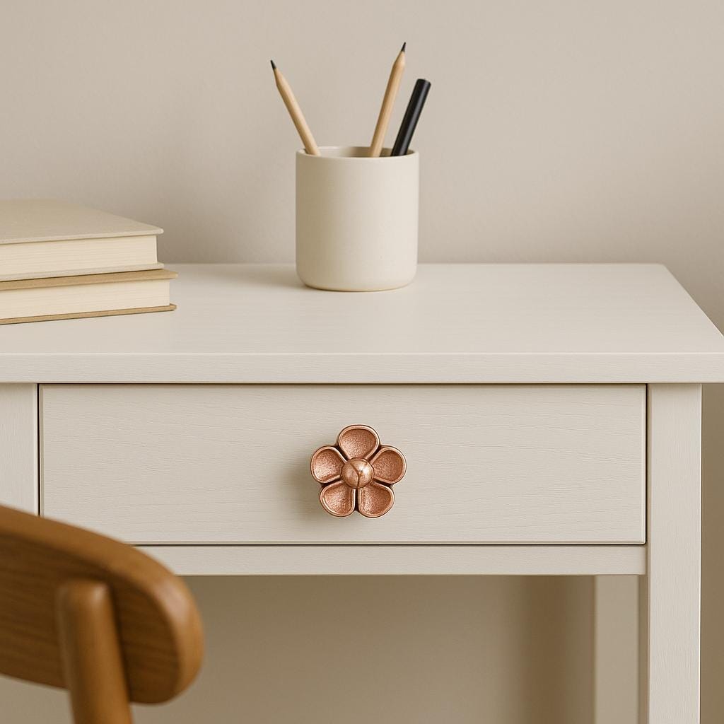 Chic Silver Flower Drawer Pull