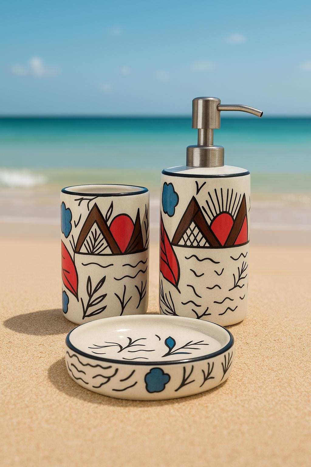 Boho Bali Ceramic Bath Set