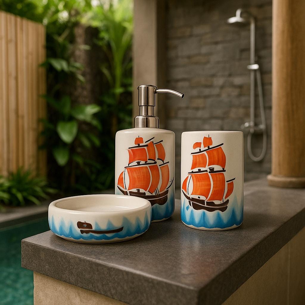 Tropical Ceramic Bath Set