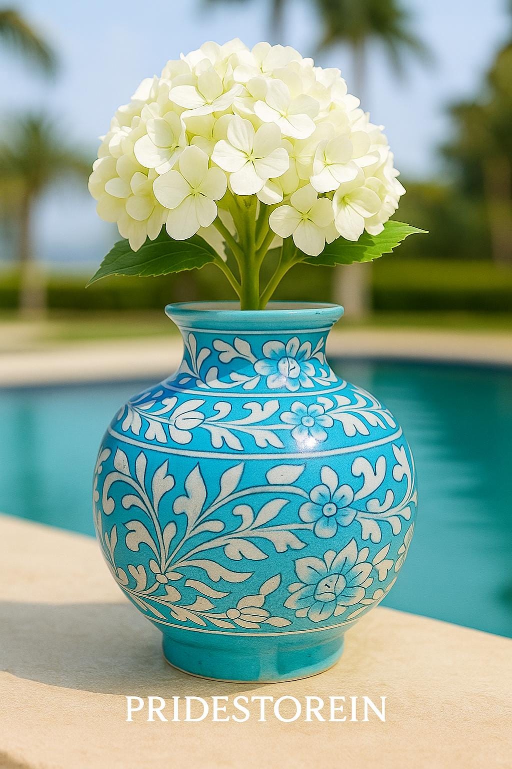 Handmade Turquoise Floral Vase