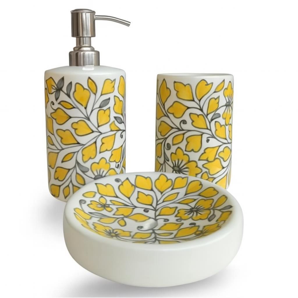 Boho Floral Ceramic Bath Set