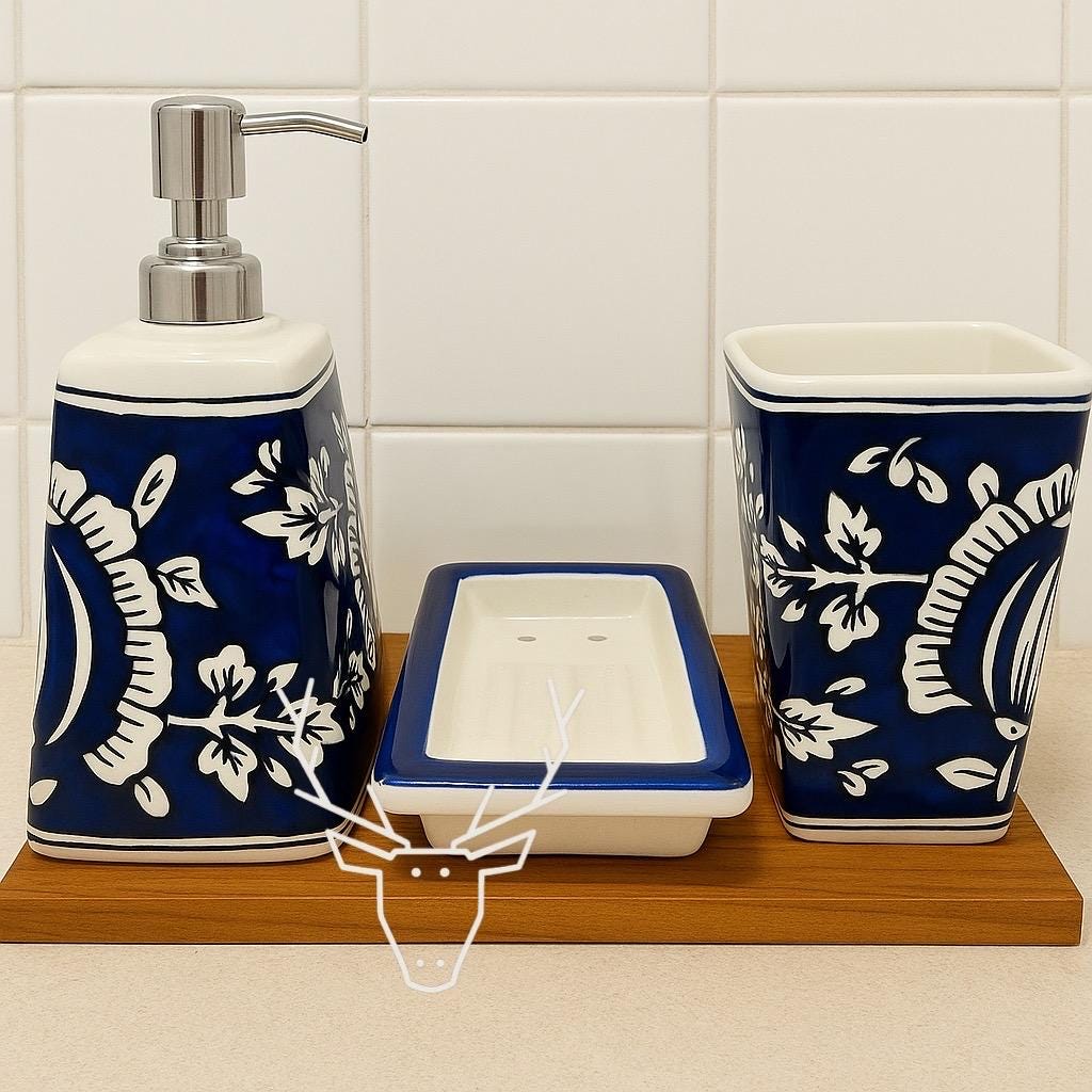 Elegant Blue Bathroom Set