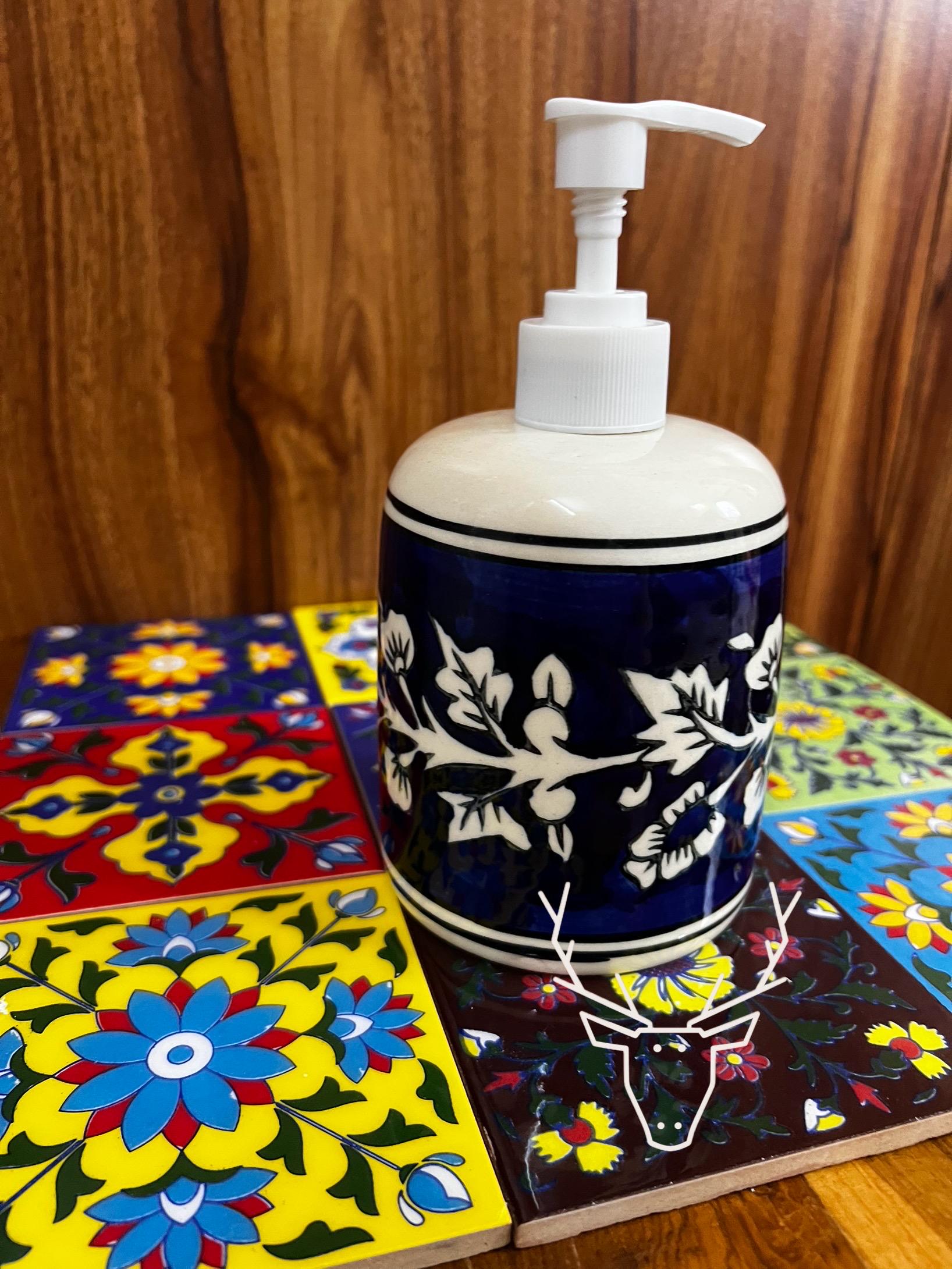 Hand-Painted Blue Soap Pump