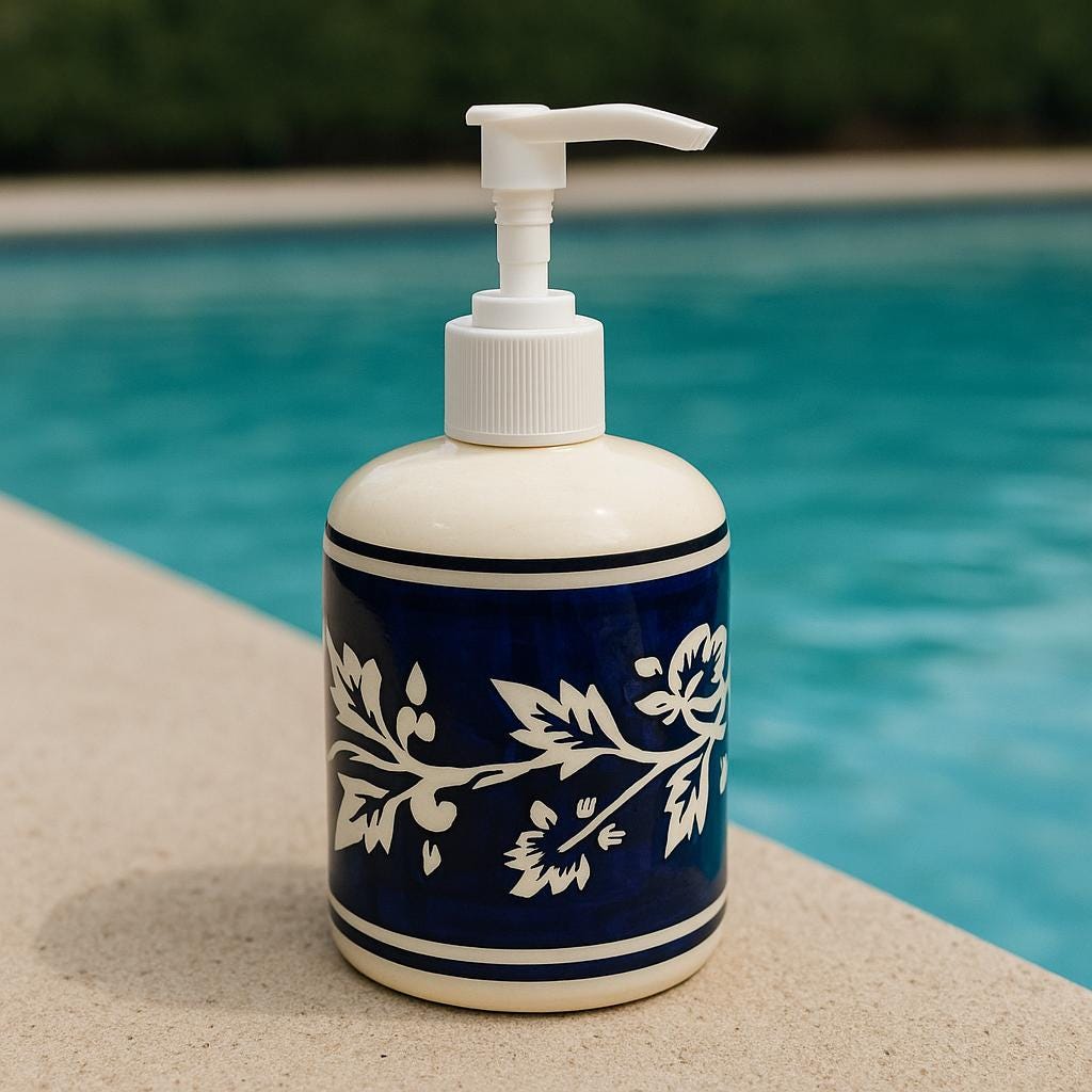 Hand-Painted Blue Soap Pump