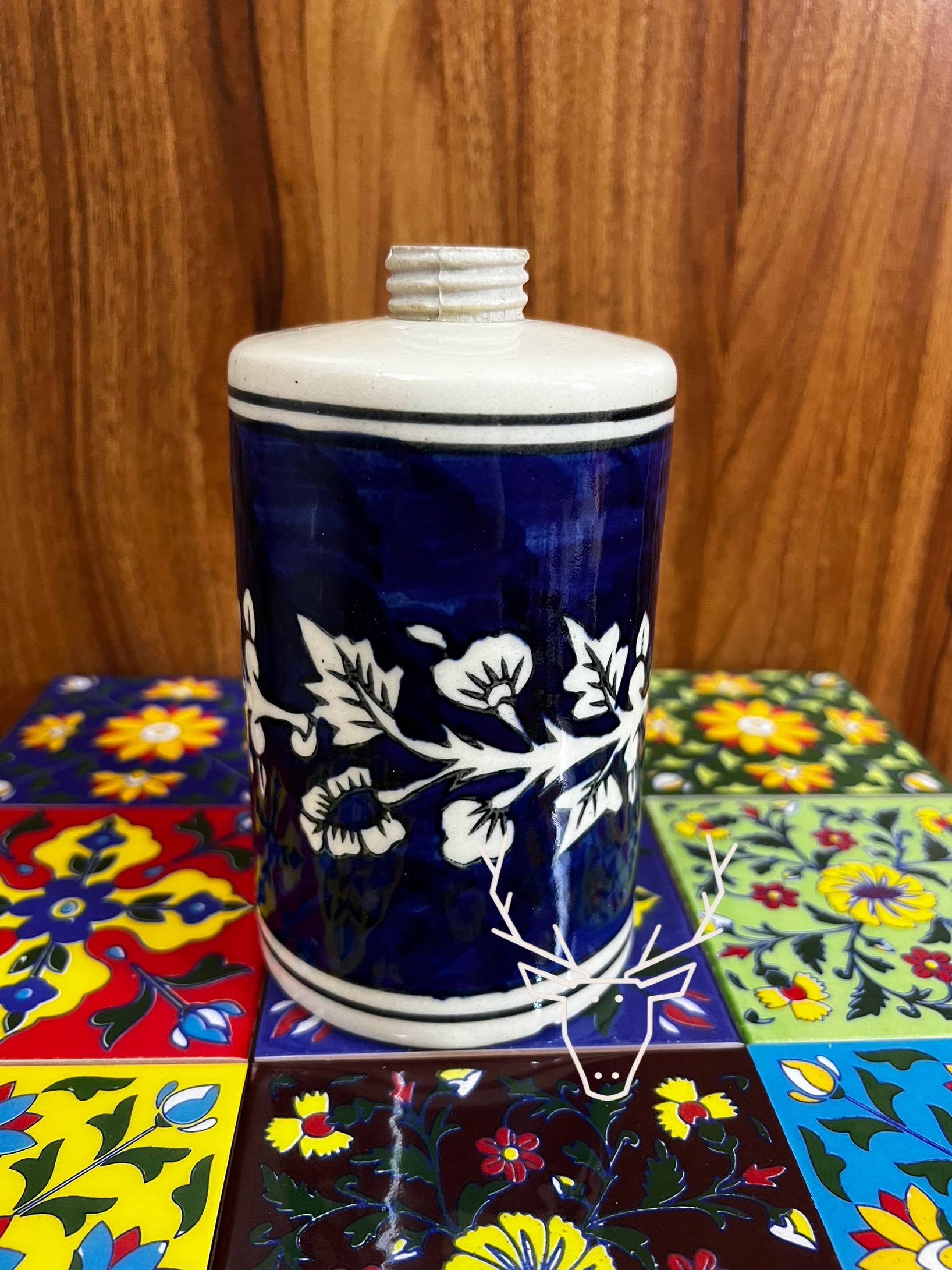 Blue Floral Soap Dispenser