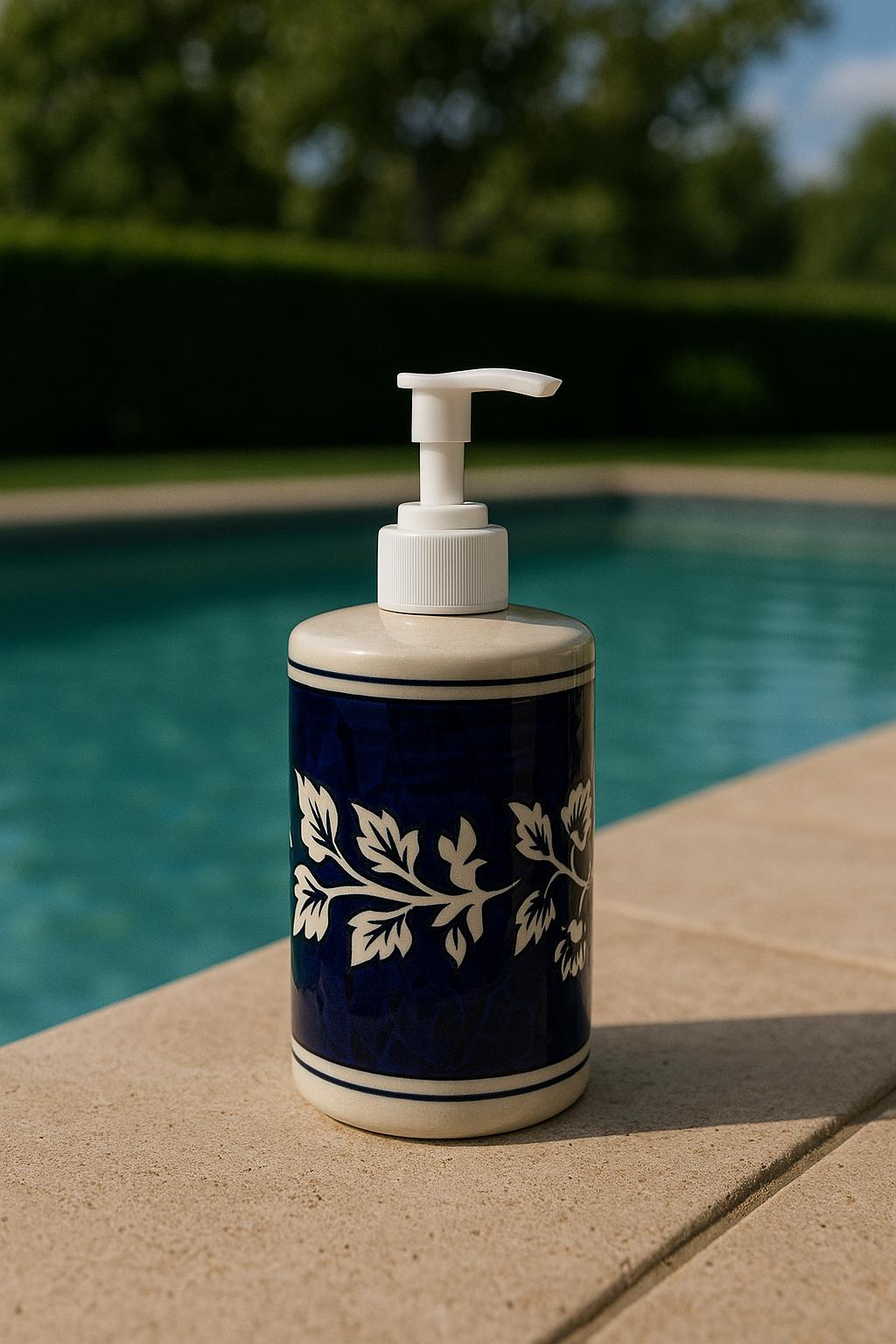 Blue Floral Soap Dispenser