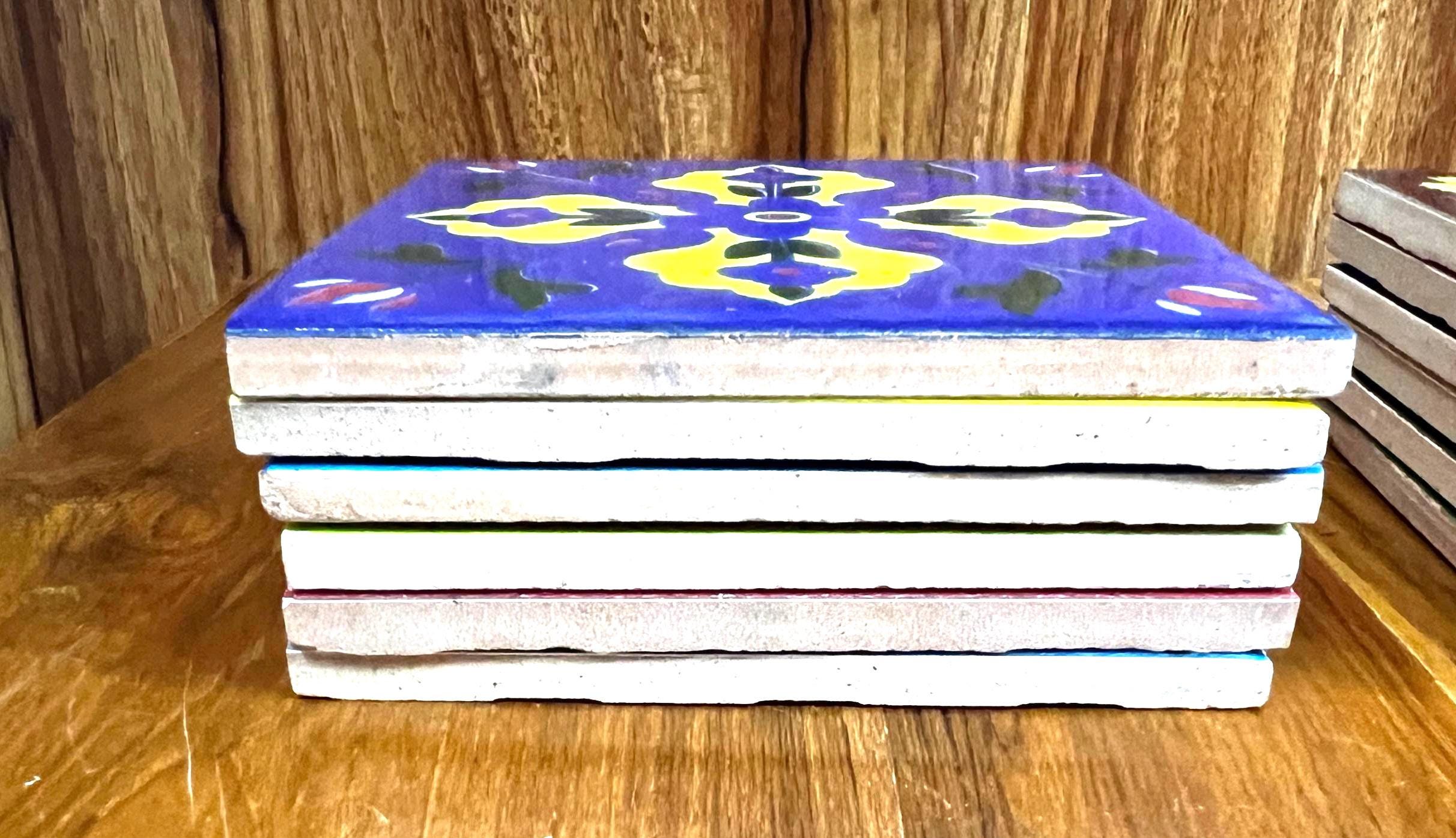 Navy Blue Floral Tiles 4x4
