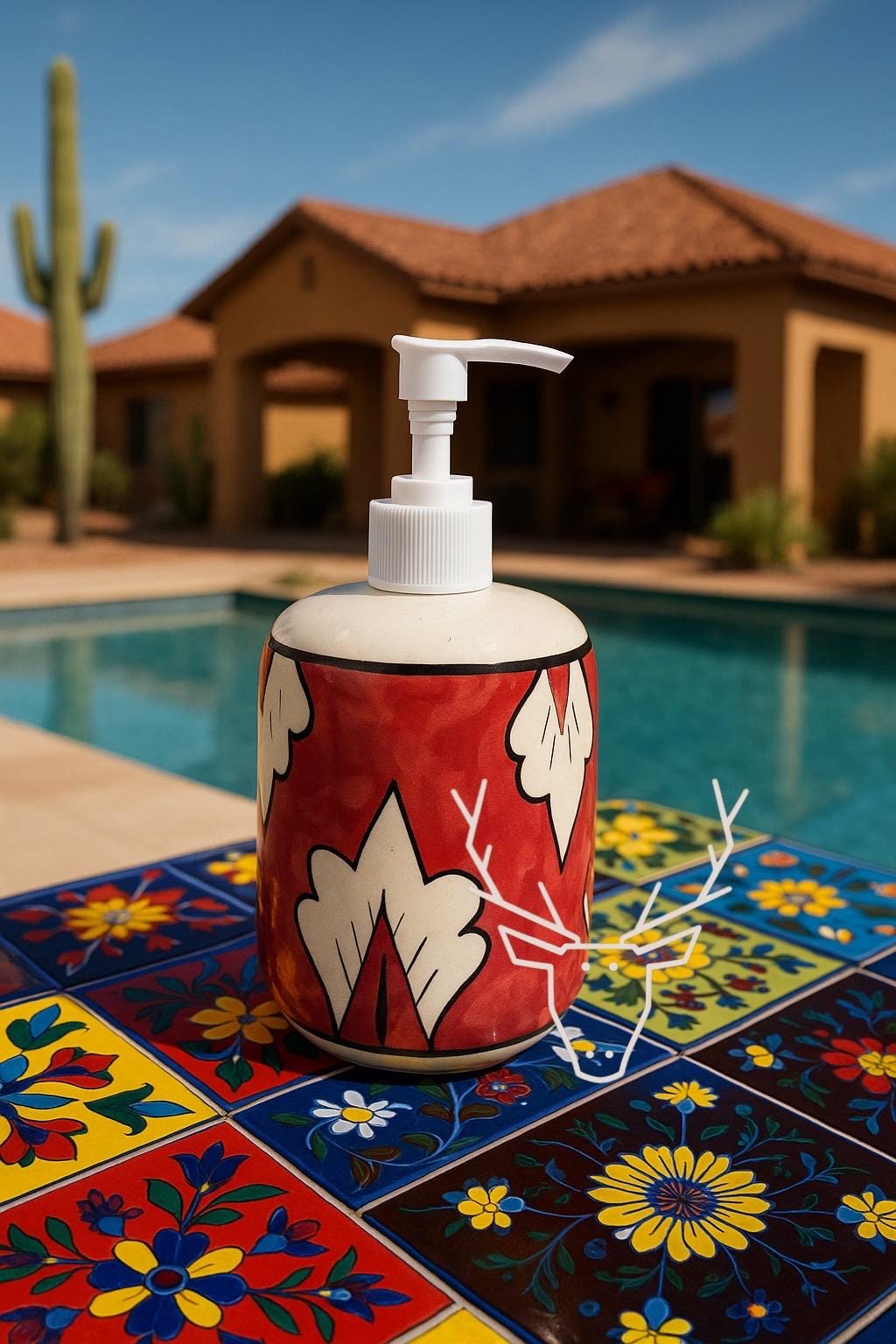 Red Floral Ceramic Dispenser