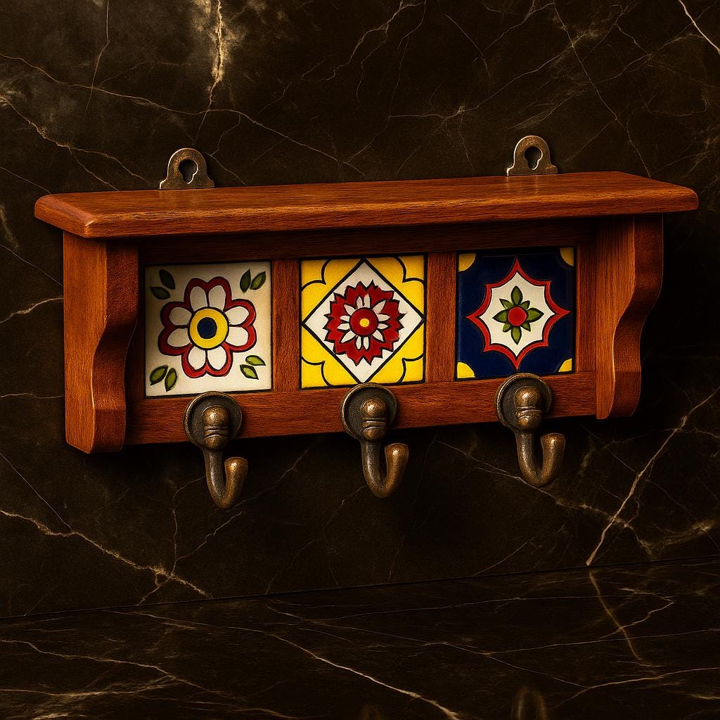Sleek Ceramic Tile Key Rack