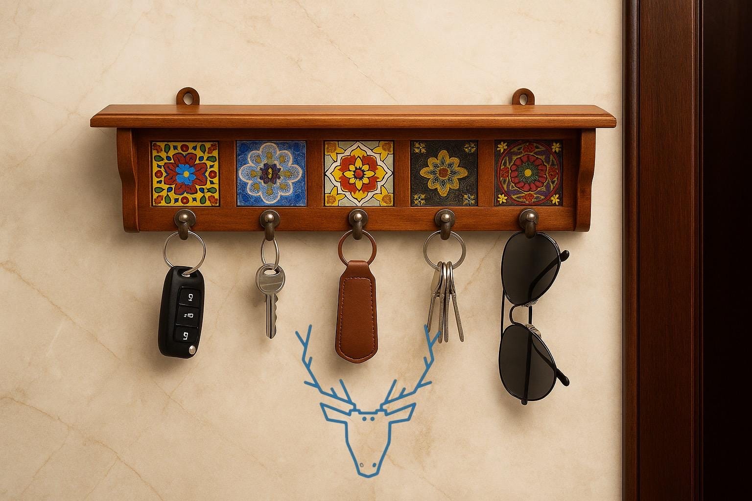 Sleek Ceramic Tile Key Rack