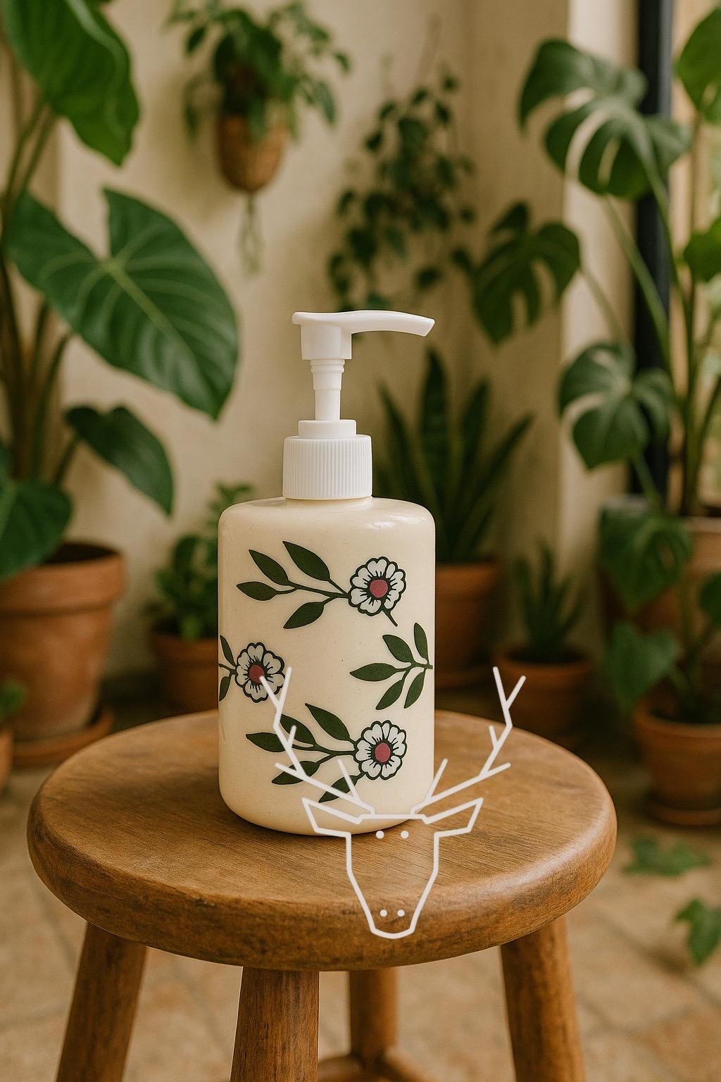 Handmade Ceramic Soap Dispenser: Floral Bathroom & Kitchen Decor