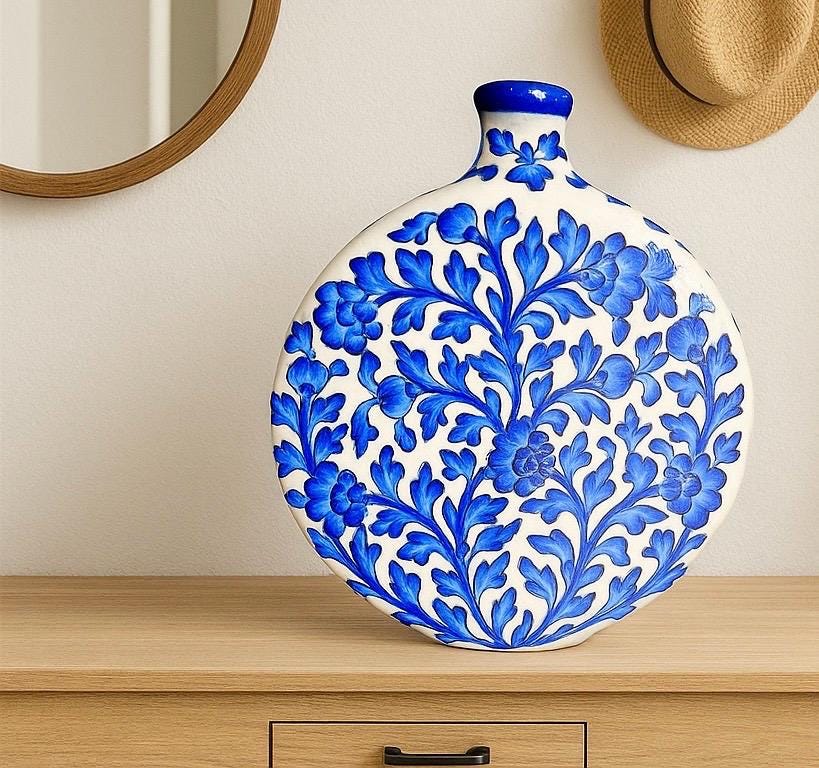 Artisan Blue Ceramic Vase