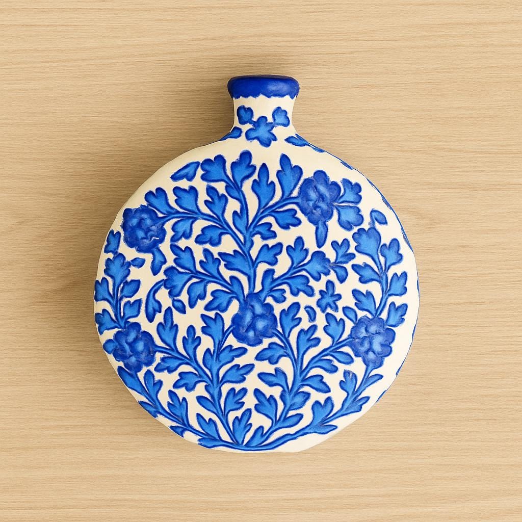 Artisan Blue Ceramic Vase