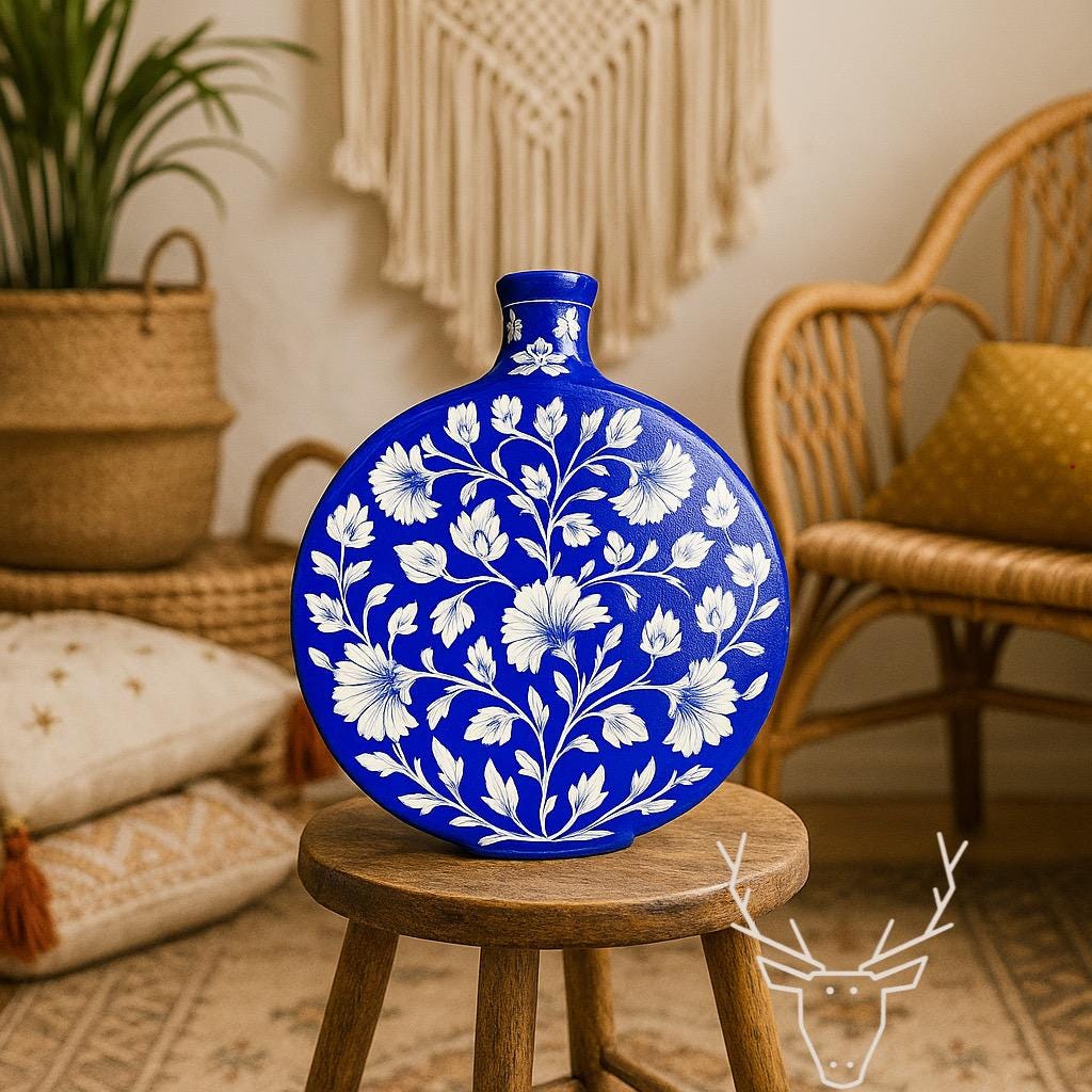 Royal Blue Hand-Painted Vase
