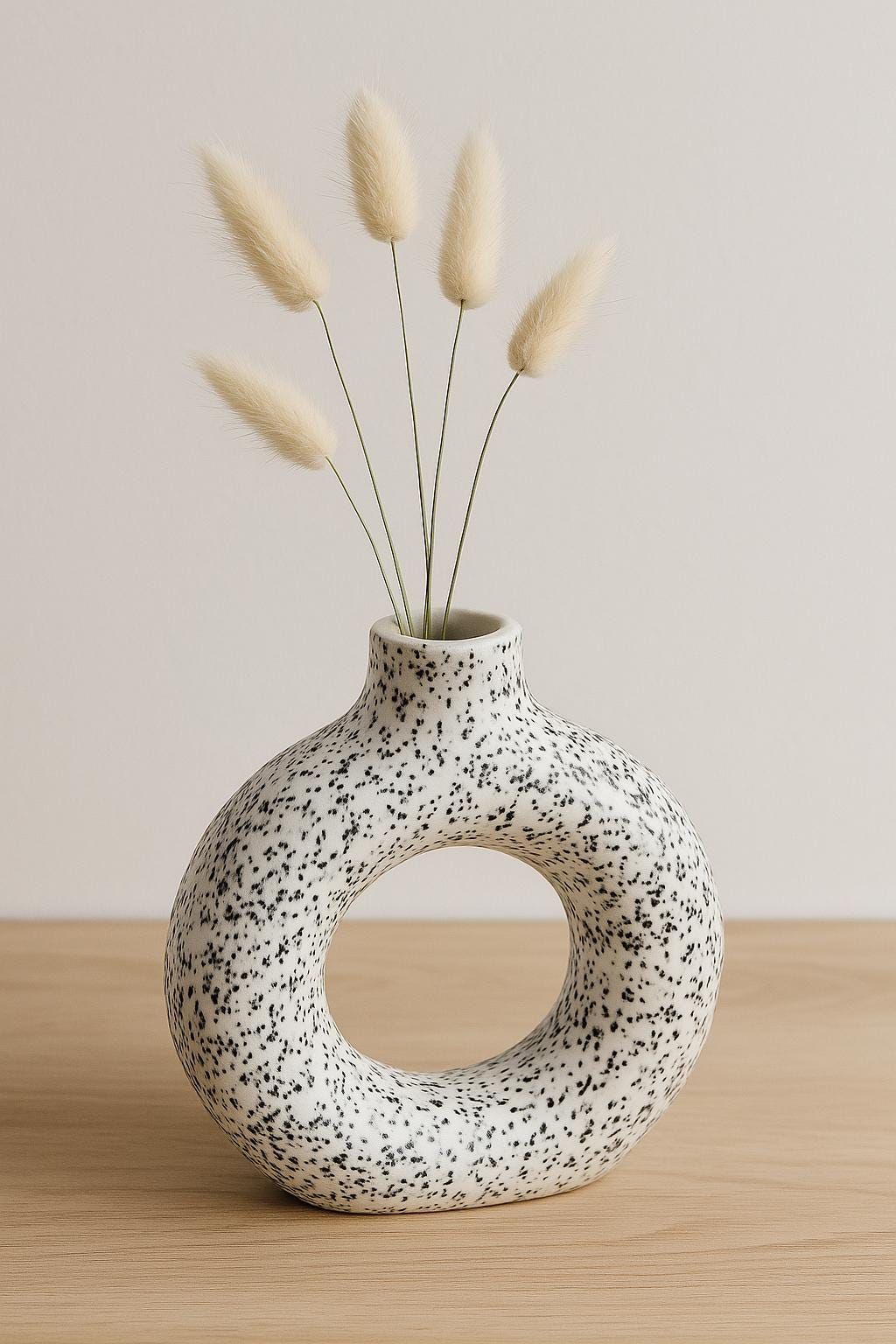 Handcrafted Ceramic Donut Vase  Boho Home Decor, 9 Inch
