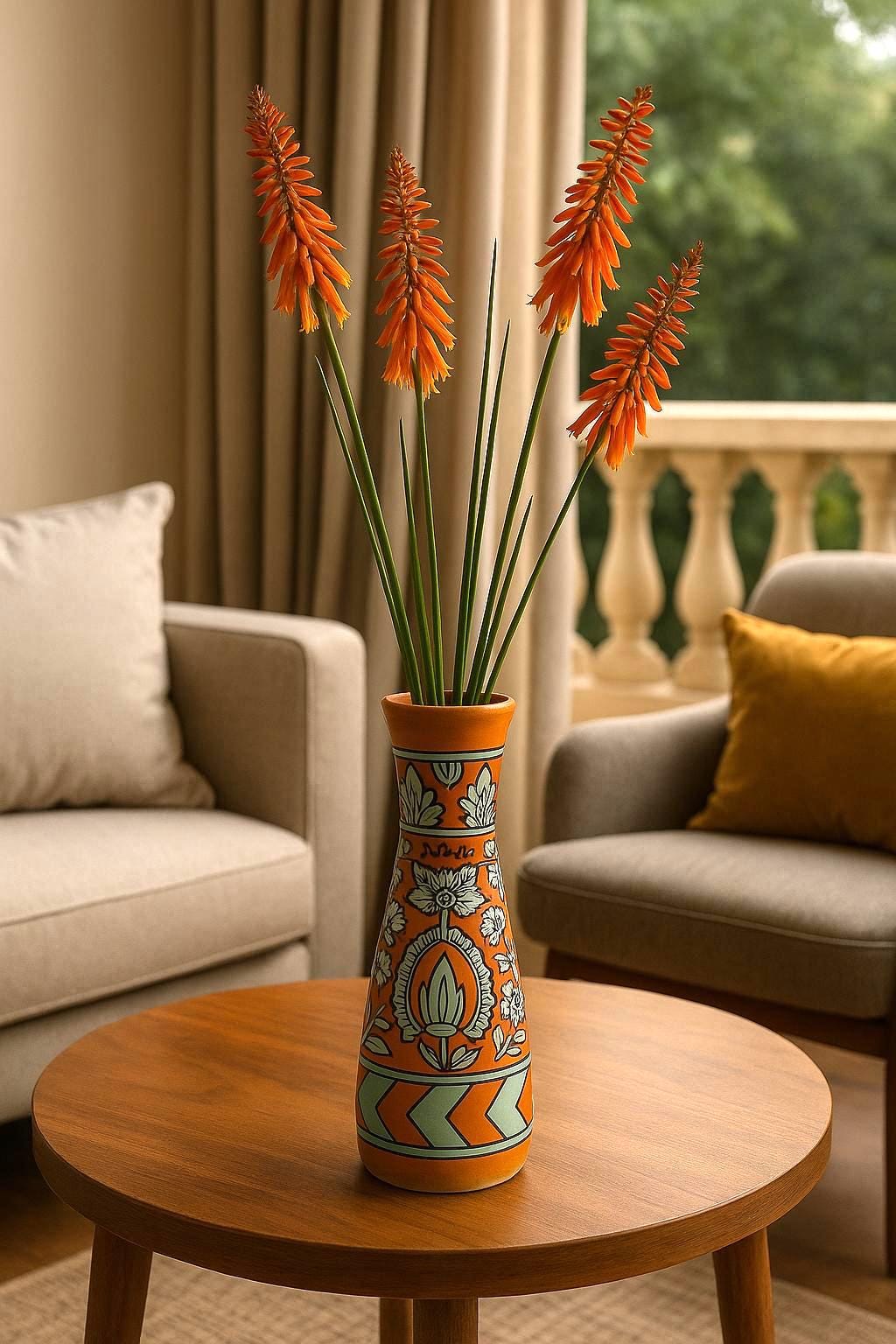 Elegant Orange Ceramic Vase