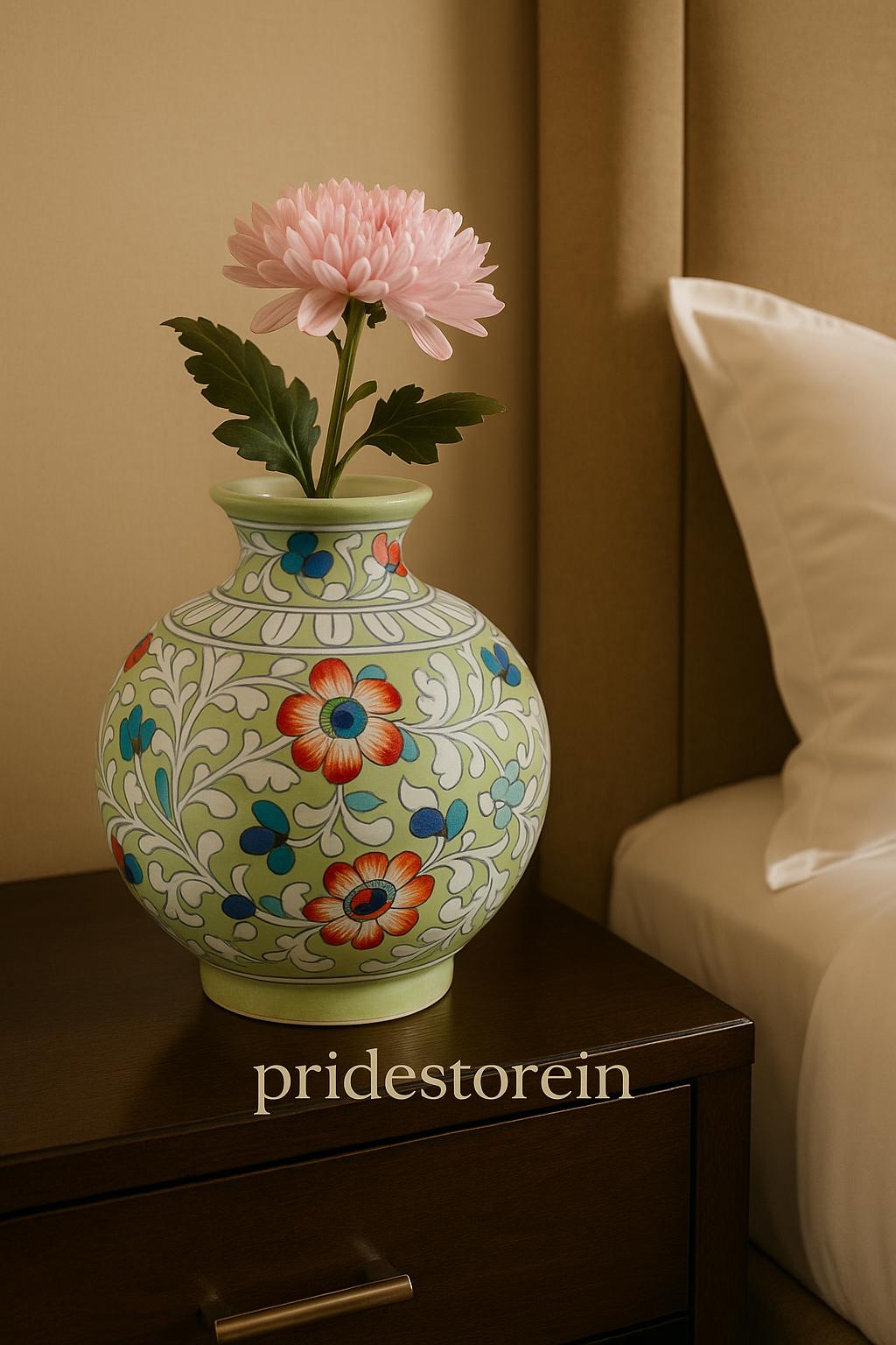 Handmade Green Floral Vase