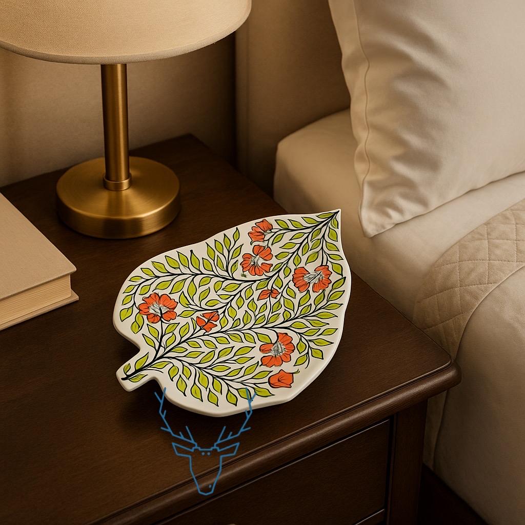 Leaf-Shaped Ceramic Luxury Plate