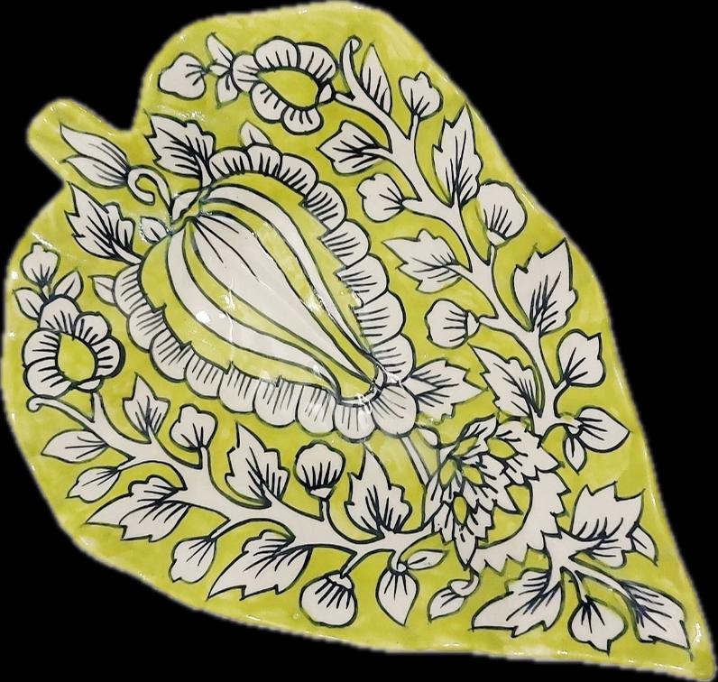 Lime Green Ceramic Leaf Tray