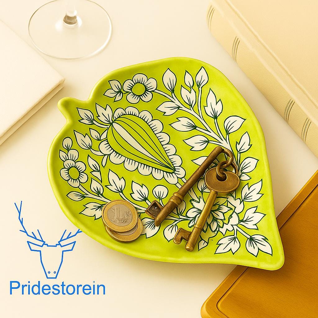 Lime Green Ceramic Leaf Tray