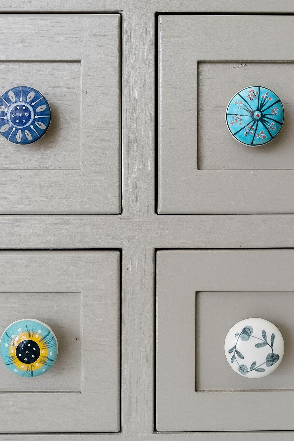 Hand-Painted Ceramic Cabinet Knobs - Bohemian Furniture Hardware (25 PC)