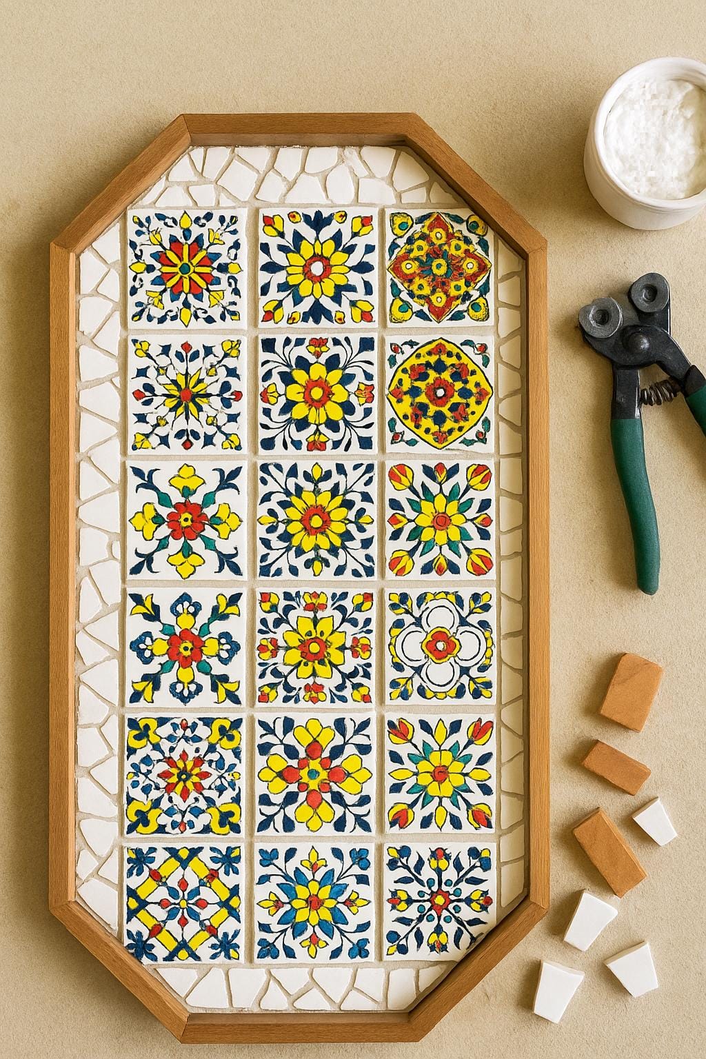 Assorted  Talavera Ceramic Tiles - 4x4 Inch Hand Painted Floral Wall Decor