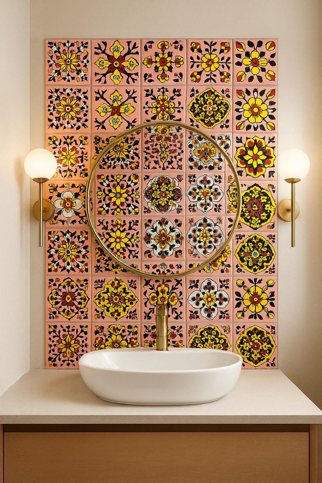 Hand Painted Ceramic Tiles - 4x4 Inch (24 Piece)