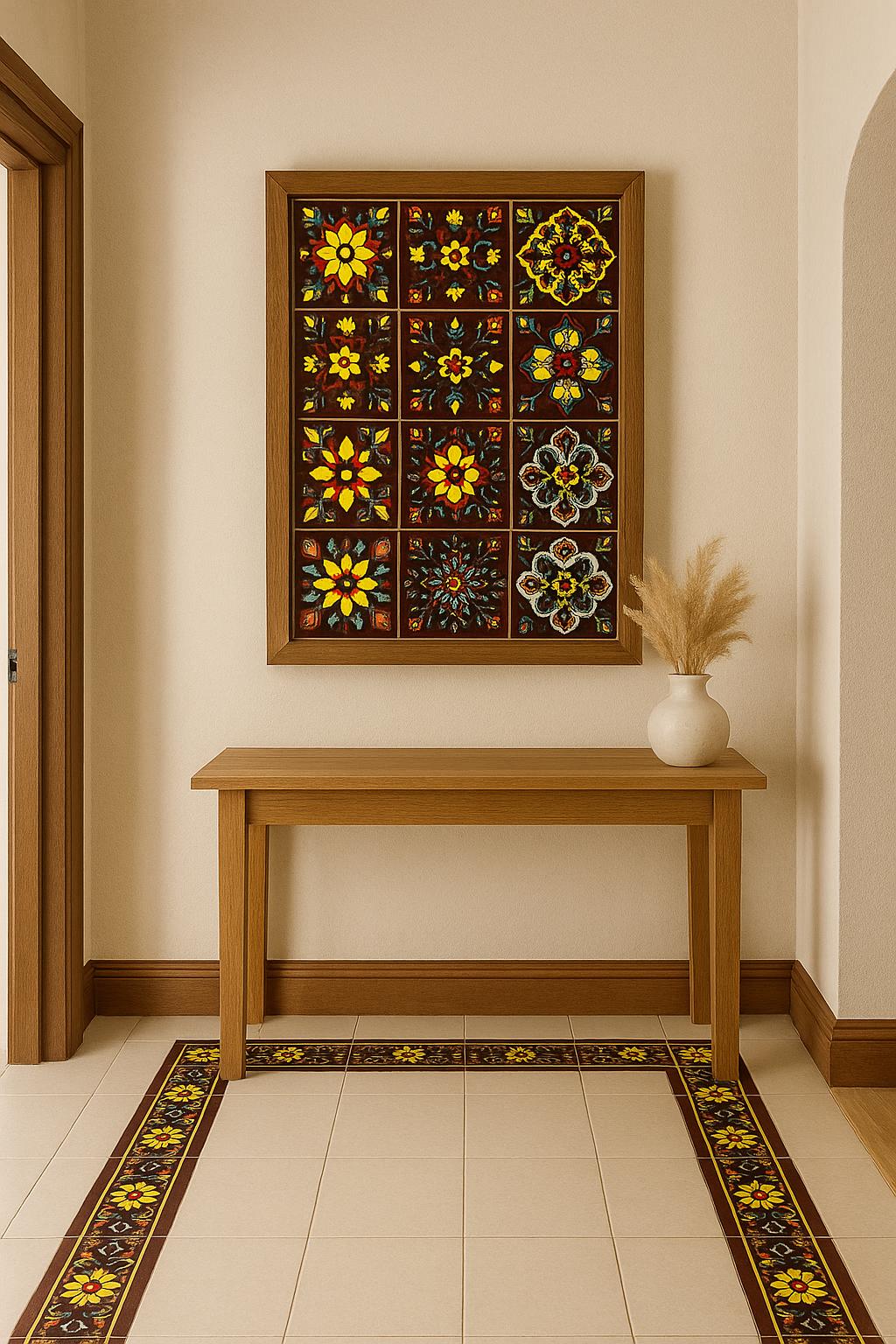 Handmade Maroon Floral Tiles