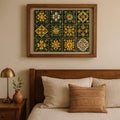 Assorted  Talavera Green Ceramic Tiles - 4x4 Inch Hand Painted Floral Wall Decor Mosiac