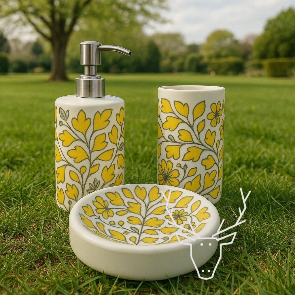 Boho Floral Ceramic Bath Set