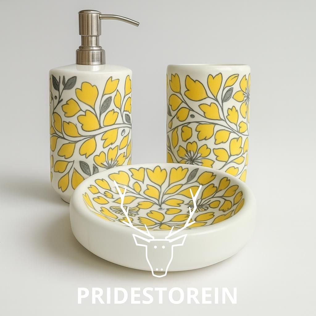 Boho Floral Ceramic Bath Set