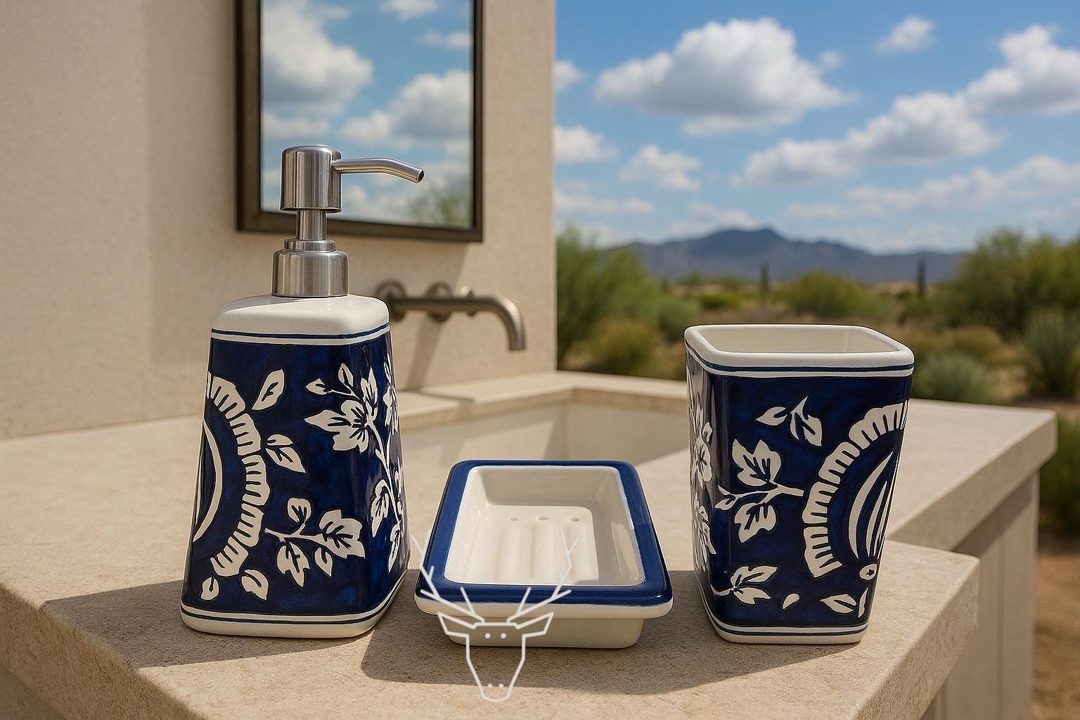 Elegant Blue Bathroom Set
