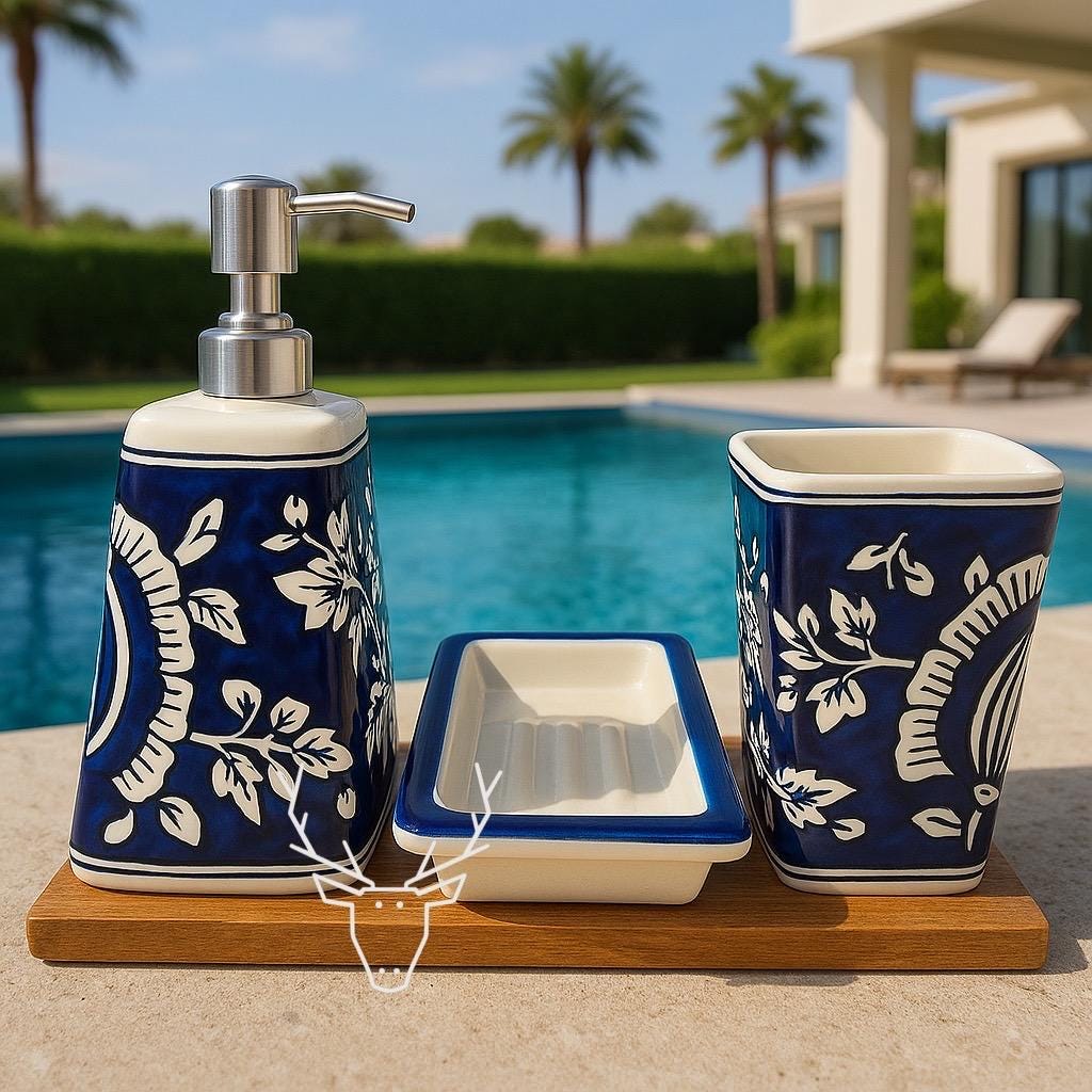Elegant Blue Bathroom Set