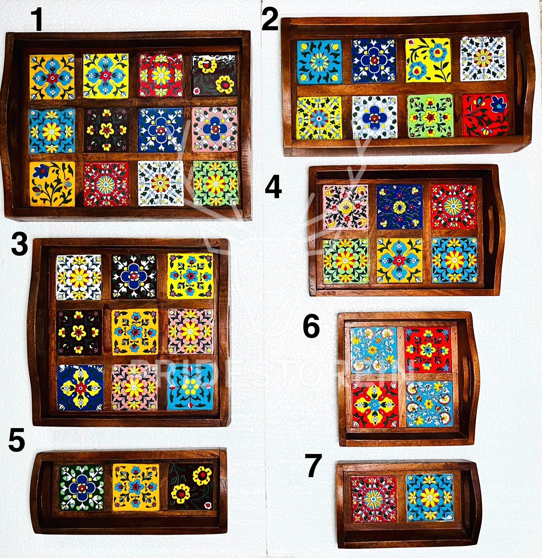 Boho Floral Wooden Tray